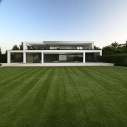 An elegant and majestic residence designed in modern architecture, located in the center of a manicured 25x25m field.