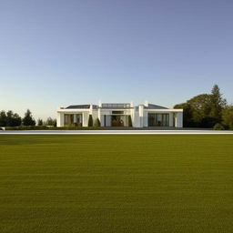 An elegant and majestic residence designed in modern architecture, located in the center of a manicured 25x25m field.