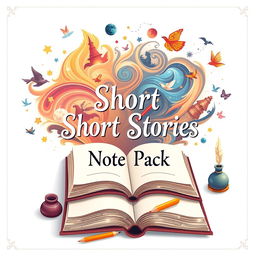 A creatively designed cover page for a school note pack on short stories