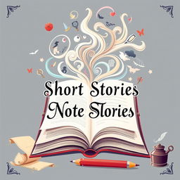 A creatively designed cover page for a school note pack on short stories