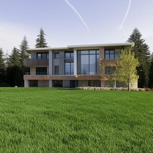 An elegant and majestic residence designed in modern architecture, located in the center of a manicured 25x25m field.