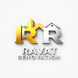 3D unique logo design featuring the initials "RR" for Ravat Renovation, symbolizing a construction company