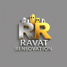 3D unique logo design featuring the initials "RR" for Ravat Renovation, symbolizing a construction company