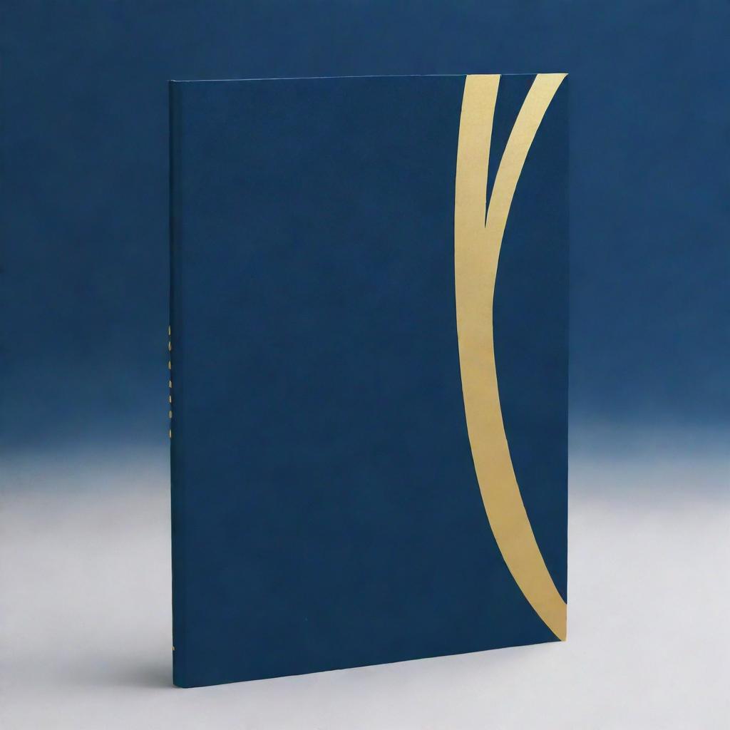 Create a modern, faceless yearbook cover using a deep, dark blue and gold palette for an appealing aesthetic.