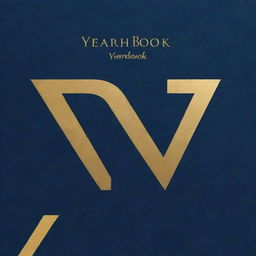 Create a modern, faceless yearbook cover using a deep, dark blue and gold palette for an appealing aesthetic.