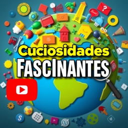 A vibrant and captivating YouTube thumbnail for a compilation video about interesting facts from various topics