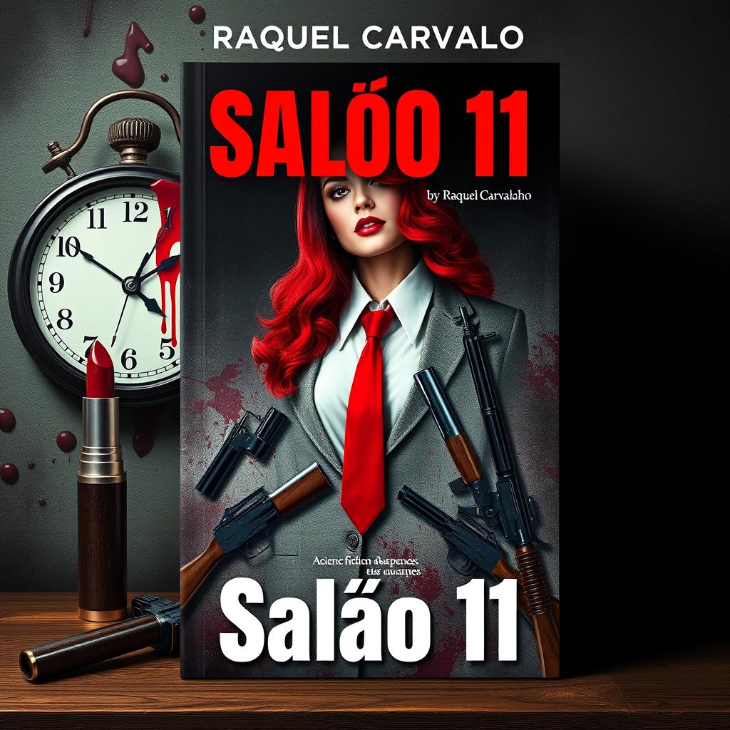 Book cover for "Salão 11" by Raquel Carvalho, featuring themes of science fiction and suspense