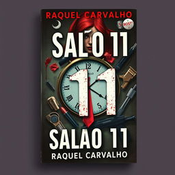 Book cover for "Salão 11" by Raquel Carvalho, featuring themes of science fiction and suspense