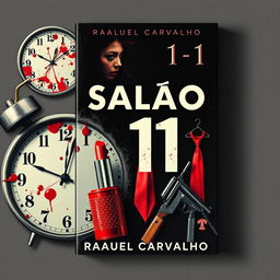 Book cover for "Salão 11" by Raquel Carvalho, featuring themes of science fiction and suspense