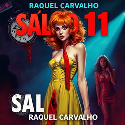 Book cover for "Salão 11" by RAQUEL CARVALHO, featuring themes of science fiction and suspense