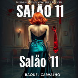 A book cover for the mysterious science fiction and suspense novel titled 'Salão 11' by author Raquel Carvalho