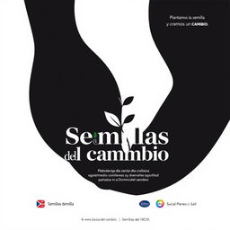 A sophisticated and elegant poster for "Semillas del Cambio", a project aimed at helping vulnerable children in the Dominican Republic through theater