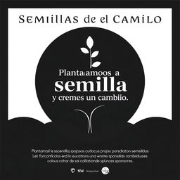 A sophisticated and elegant poster for "Semillas del Cambio", a project aimed at helping vulnerable children in the Dominican Republic through theater