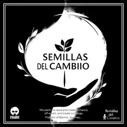 A sophisticated and elegant poster for "SEMILLAS DEL CAMBIO", a project focused on helping vulnerable children in the Dominican Republic through theater