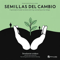 A sophisticated and elegant poster for "SEMILLAS DEL CAMBIO", a project focused on helping vulnerable children in the Dominican Republic through theater