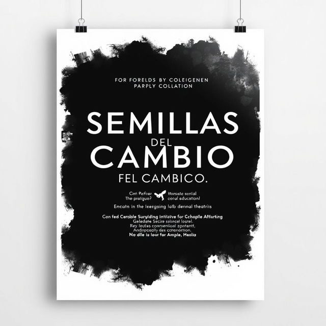 An elegant and captivating poster for "SEMILLAS DEL CAMBIO", celebrating the initiative to assist vulnerable children in the Dominican Republic through theater