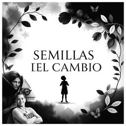 An elegant and captivating poster for "SEMILLAS DEL CAMBIO", celebrating the initiative to assist vulnerable children in the Dominican Republic through theater