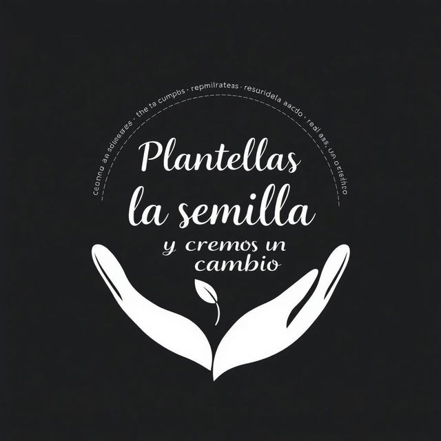 A typography design with the phrase 'Plantamos la semilla y creamos un cambio' in elegant fonts