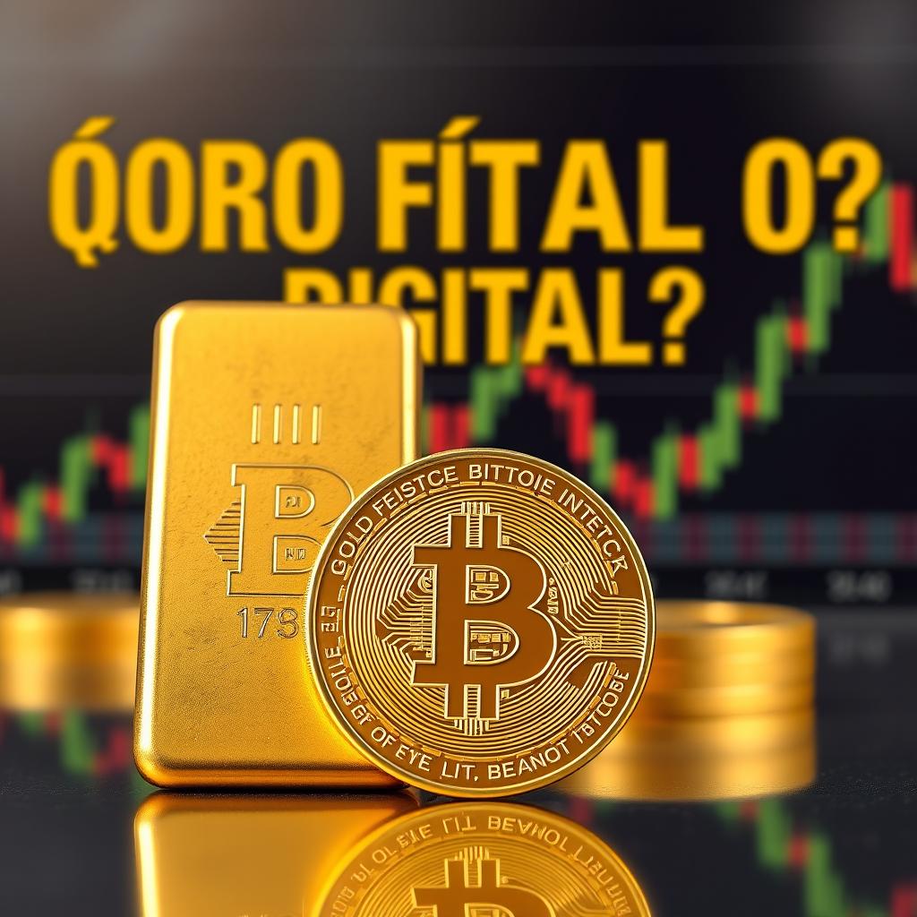 An ultra-realistic and hyper-realistic 8k thumbnail image featuring a pure gold bar and a pure gold Bitcoin coin prominently in the foreground