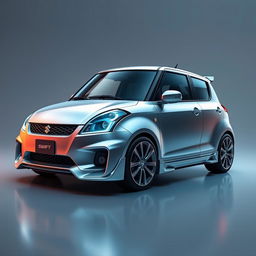 A conceptual visualization of a 2004 Suzuki Swift Sport reimagined with a modern 2024 design