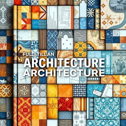 A vibrant architecture book cover showcasing an intricate layout of floor plans and tile patterns