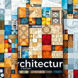 A vibrant architecture book cover showcasing an intricate layout of floor plans and tile patterns