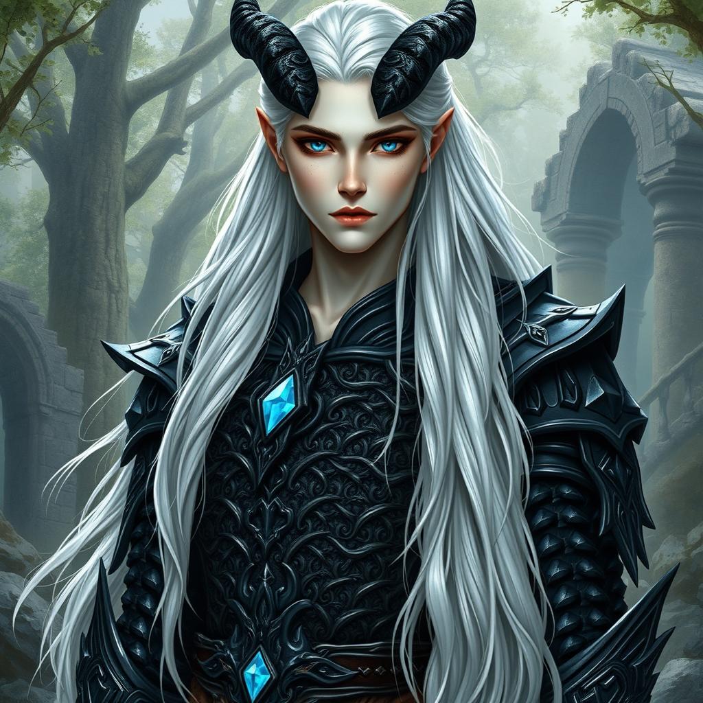 A male character that is a hybrid between a draconid and a high elf, combining the grace and elegance of an elf with the majestic and fierce features of a draconid