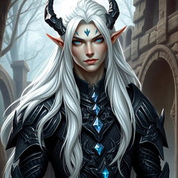 A male character that is a hybrid between a draconid and a high elf, combining the grace and elegance of an elf with the majestic and fierce features of a draconid