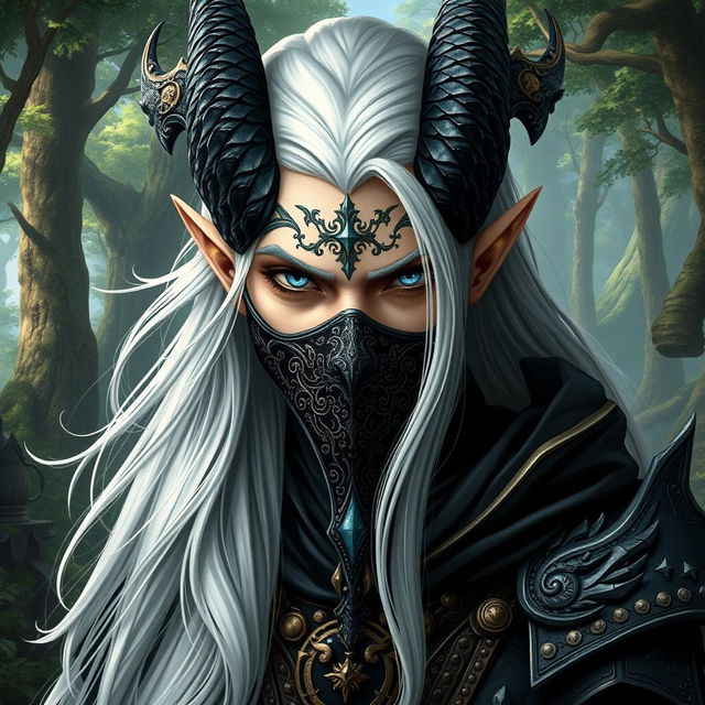 A male character that is a hybrid between a draconid and a high elf, merging the grace and elegance of an elf with the majestic and fierce attributes of a draconid