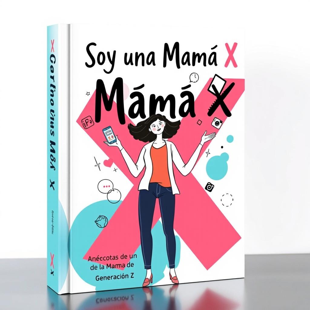 A captivating book cover for "Soy una Mamá X: Anécdotas de una Mamá de la Generación Z"