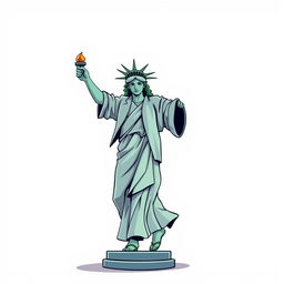 A 2D illustration of the Statue of Liberty dancing in the style of Michael Jackson