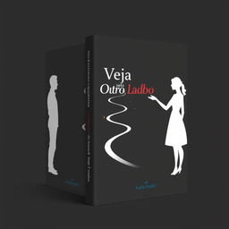 A minimalist book cover design featuring a silhouette of two figures, a man and a woman, facing each other on opposite sides of the cover