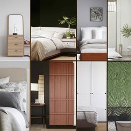 An array of bedroom designs showcasing a variety of styles including rustic, contemporary, chic, minimalistic, and classic, each with distinct colors, lines, and furniture.