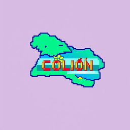 Pixel art of the Costa Rican colón currency symbol, vibrant and colorful design, clear pixel lines, retro video game style, on a simple background