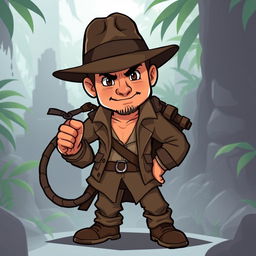 A 2D RPG character inspired by Indiana Jones, designed for a video game