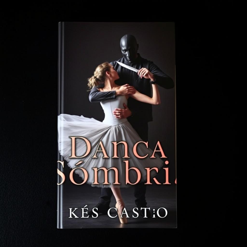 a captivating book cover titled 'Dança Sombria' by Kes Castro featuring a dramatic and intense scene