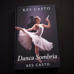 a captivating book cover titled 'Dança Sombria' by Kes Castro featuring a dramatic and intense scene