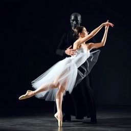 a captivating scene of a graceful ballerina dancing beautifully, her delicate movements capturing the essence of elegance