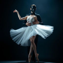 a captivating scene of a graceful ballerina dancing beautifully, her delicate movements capturing the essence of elegance