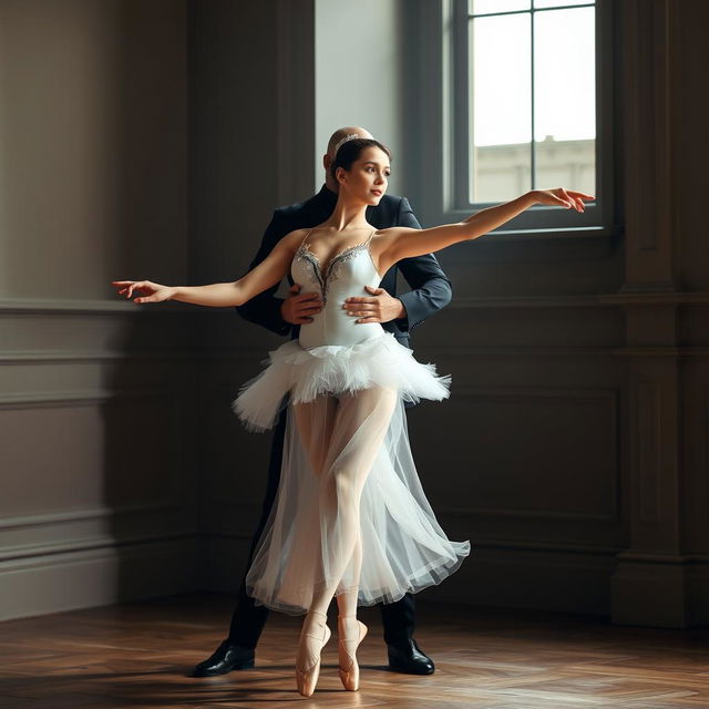 an elegant scene of a ballerina dancing with grace and poise, embodying the art of ballet