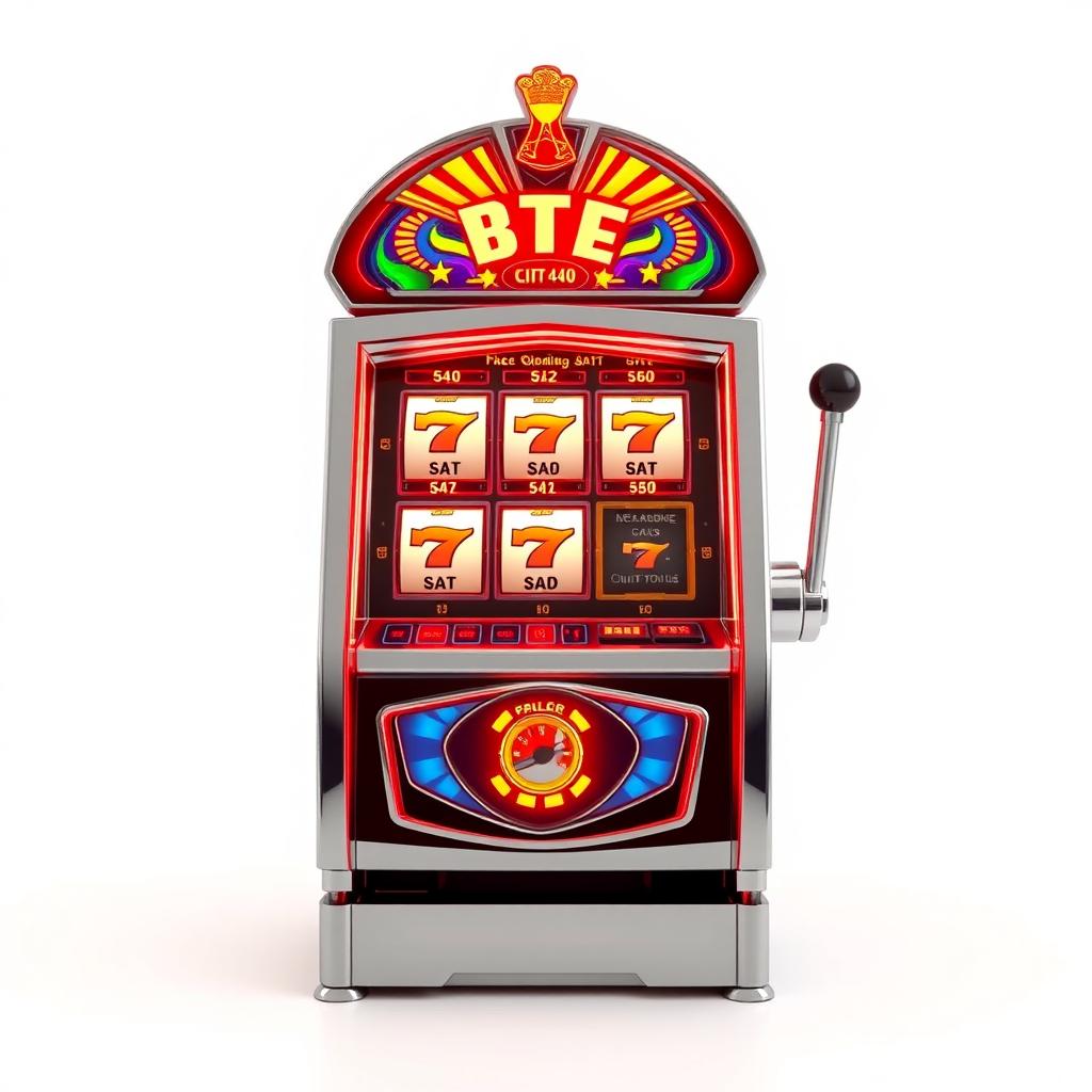 A hyper-realistic, ultra HD depiction of a slot machine that is intricately detailed, showcasing every element from the colorful reels to the shiny buttons with exceptional precision