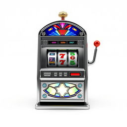 A hyper-realistic, ultra HD depiction of a slot machine that is intricately detailed, showcasing every element from the colorful reels to the shiny buttons with exceptional precision