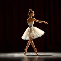 A ballerina gracefully dancing on stage, her elegant movements captured in motion