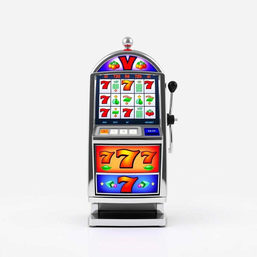 A full frontal view of a large and tall slot machine, set against a clean white background