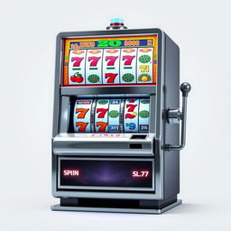 A full frontal view of a large and tall slot machine, set against a clean white background