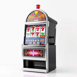 A full frontal view of a large and tall slot machine, set against a clean white background