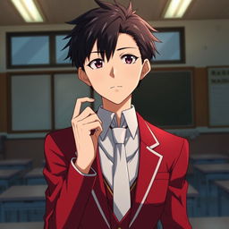 A highly detailed and realistic portrait of Kiyotaka Ayanokoji, the main character from the anime "Classroom of the Elite," in a thoughtful pose