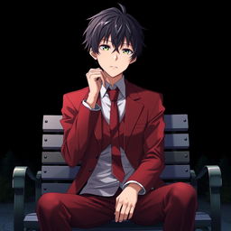 A highly detailed and realistic portrait of Kiyotaka Ayanokoji, the main character from the anime "Classroom of the Elite," sitting in a park chair