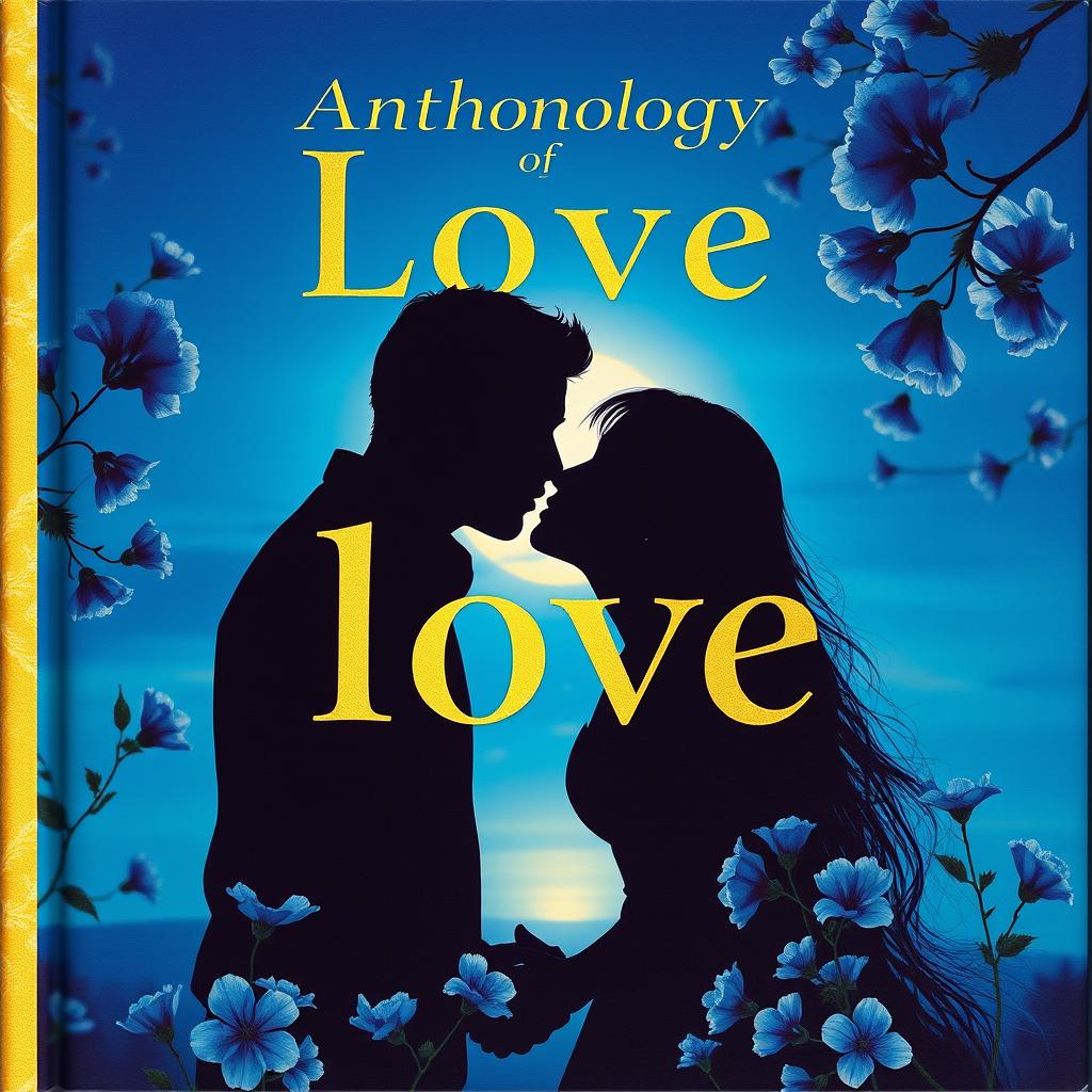 A poetic anthology cover of love featuring golden letters