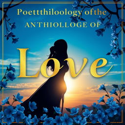 A poetic anthology cover of love featuring golden letters